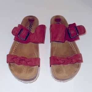 Bio step leather upper cork sole braided sandals in size 7.5